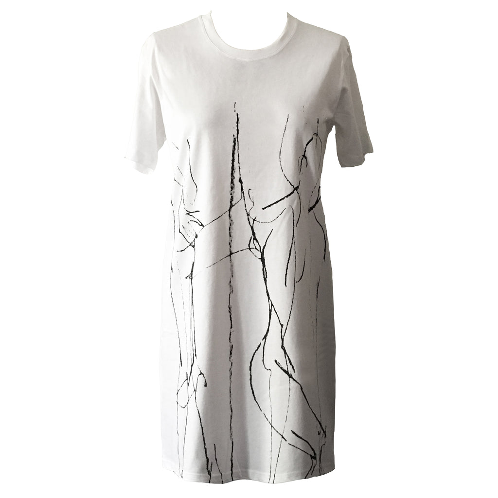 Womens Classic T Dress - Charcoal lines
